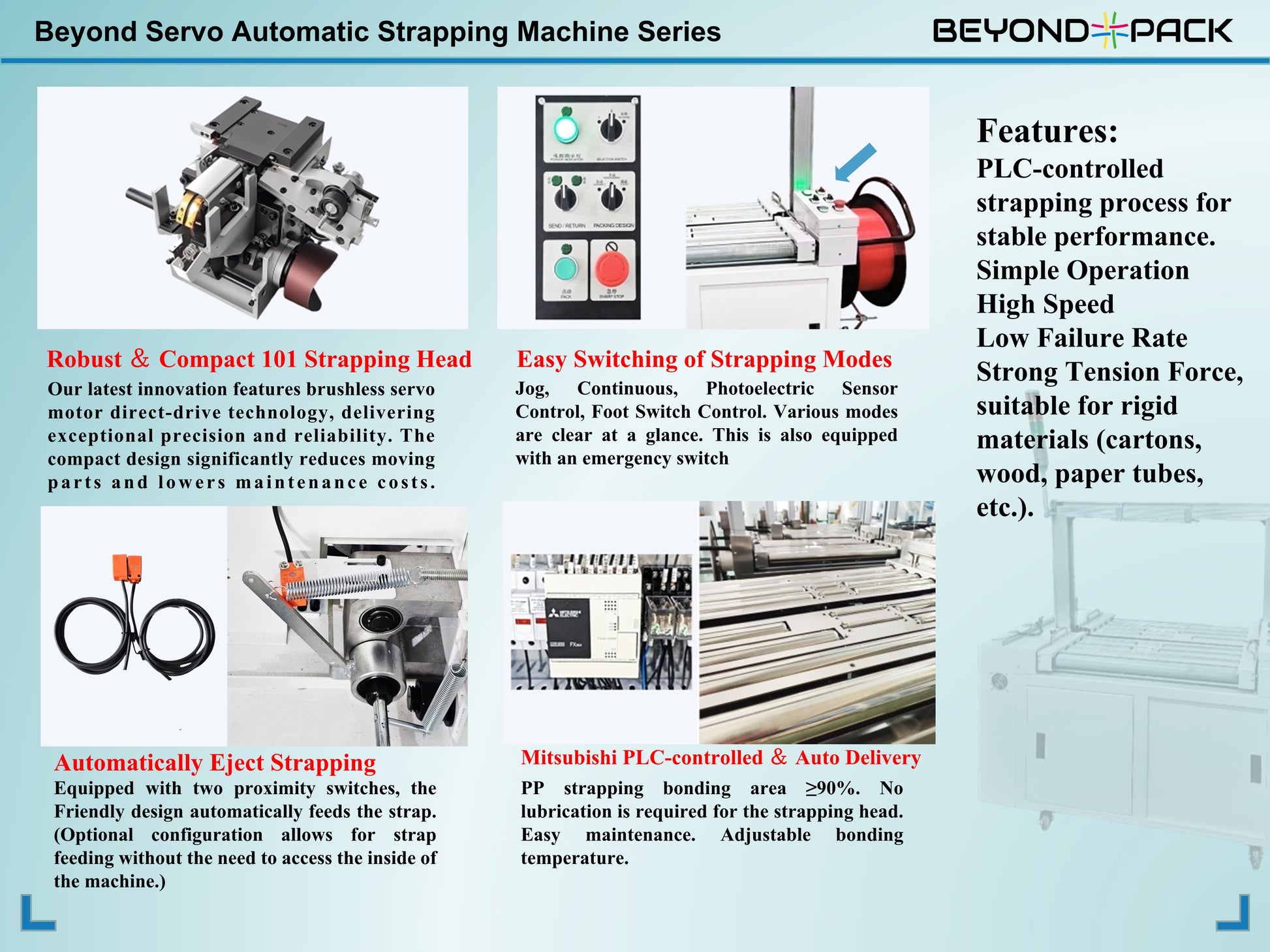 BY - 102A High Workbench Fully Automatic Strapping Machine（customizable） - beyond pack