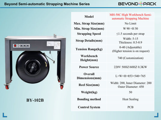 MH - 50C High Workbench Semi - automatic Strapping Machine - beyond pack