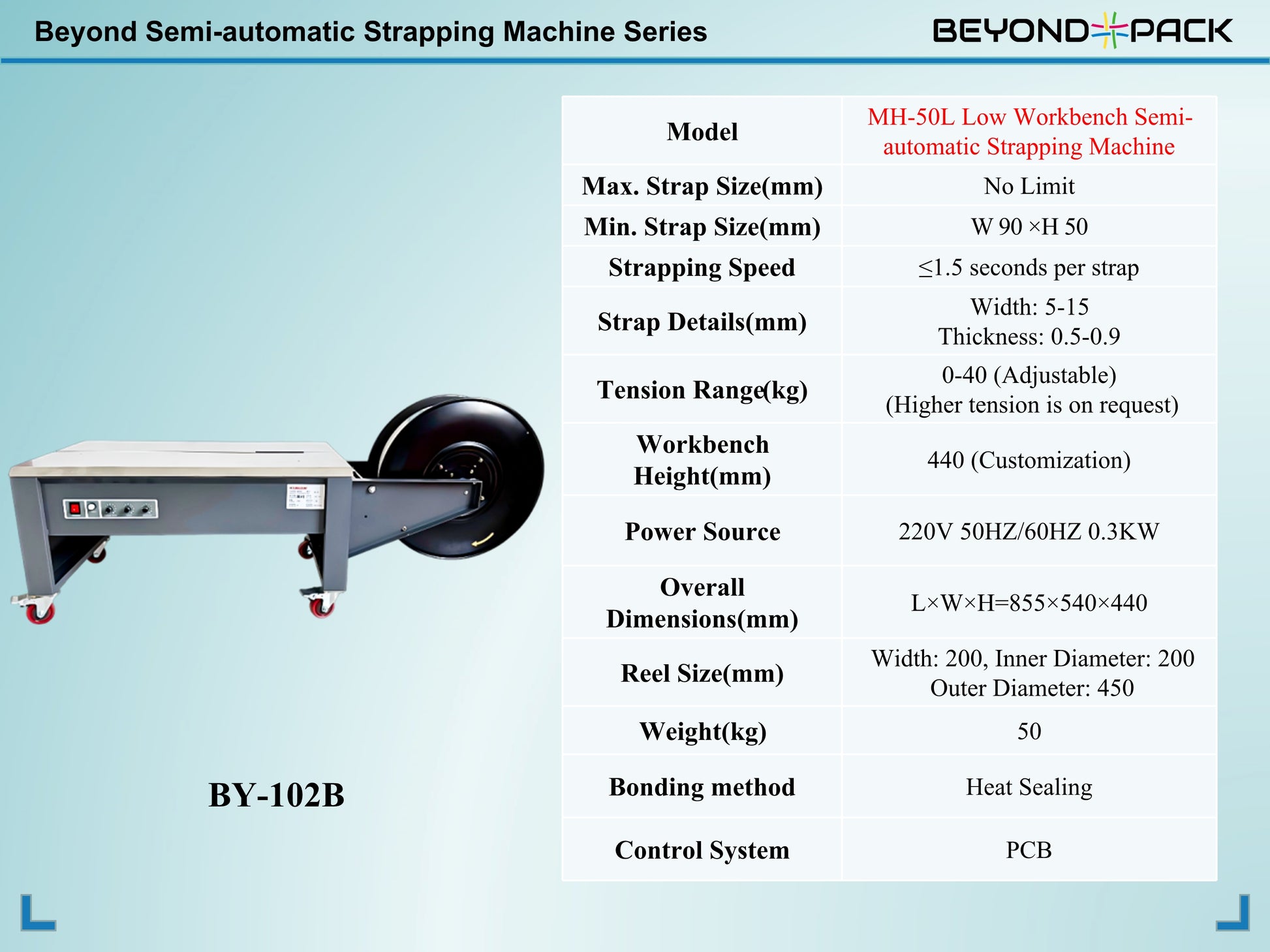 MH - 50L Low Workbench Semi - automatic Strapping Machine - beyond pack