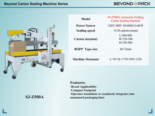 SJ - Z500A Automatic Folding Carton Sealing Machine - beyond pack